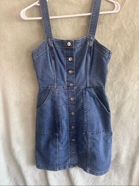 Divided Blue Denim Button-Front Mini Dress